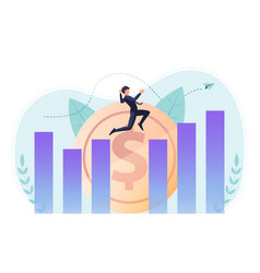 Isometric Businessman Jumping Across Gap Between