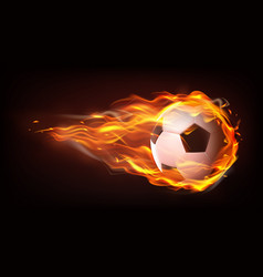 Football Ball Flying In Flames Realistic