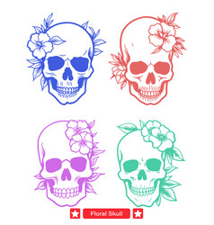 Ethereal Elegance Floral Skull Art Bundle