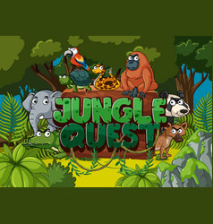 Font Design For Jungle Quest With Many Animals