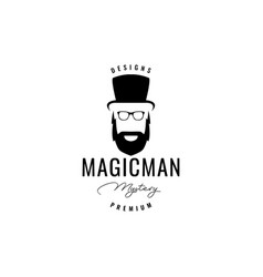 Old Man Bearded Magician With Long Hat Logo Design