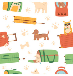 Travel Pets Seamless Pattern Cat And Dog Carrier