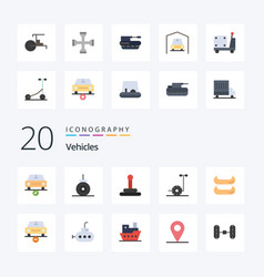 20 Vehicles Flat Color Icon Pack Like Less Car