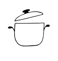 Saucepan With Lid Hand Drawn In Doodle Style Icon