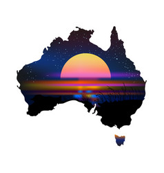 Australia Aboriginal Continent With Sunset