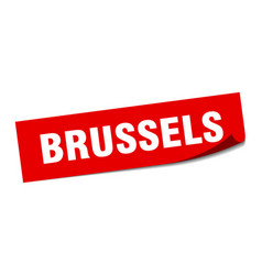 Brussels Sticker Red Square Peeler Sign