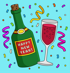 Happy New Year Wine Colored Cartoon