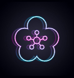 Glowing Neon Line Lotus Flower Icon Isolated