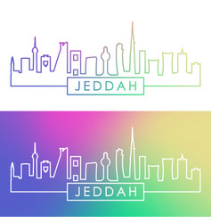 Jeddah City Skyline Colorful Linear Style