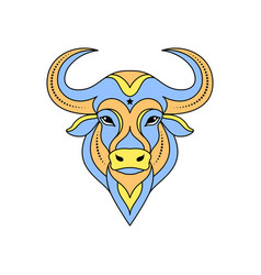 Taurus Zodiac Sign In Line Art Style On White