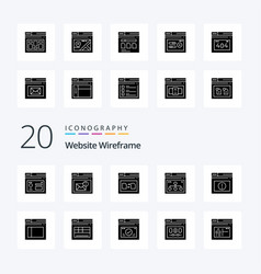 20 Website Wireframe Solid Glyph Icon Pack Like