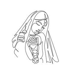 Indian Woman Drawn In Line Art