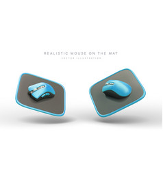 3d Blue Computer Wireless Mouse On Mat