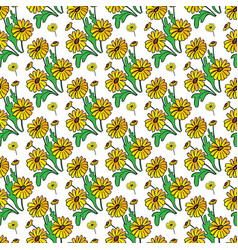 Black Eyed Susan Flower Branch Seamless Pattern