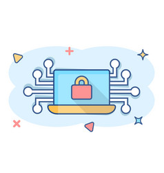 Cyber Security Icon In Comic Style Padlock Locked