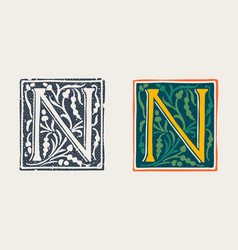 N Letter Logo In Medieval Gothic Style Set Of Dim