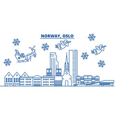 Norway Oslo Winter City Skyline Merry Christmas