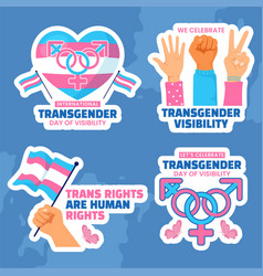 Transgender Day Of Visibility Label Flat Cartoon