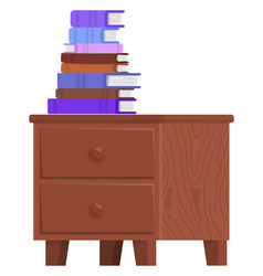 Wooden Chest Of Drawers With Book Stack Bedside