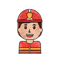 Worker Firefighter Portrait Cartoon With Helmet