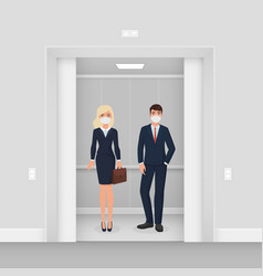 Business People In Masks Elevator