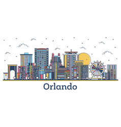 Outline Orlando Florida City Skyline With Colored