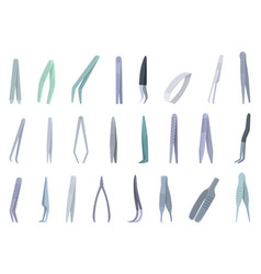 Tweezers Icons Set Cartoon Medical Pincers