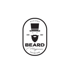 Old Man Bearded Magician Badge Logo Design