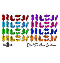 Bird Feathers Cartoon In 8 Color Set