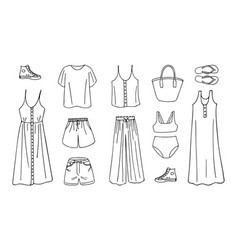 Doodle Set Of Woman Summer Clothes