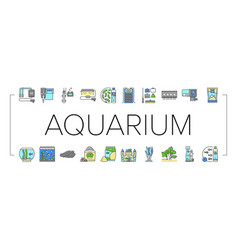 Aquarium Fish Water Sea Tank Icons Set