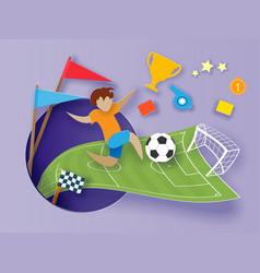 Back To School Paper Cut Cartoon Boy Soccer