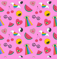 Seamless Pattern With Retro Symbols Of The 70s