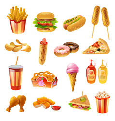 Fast Food Menu Colorful Icons Set