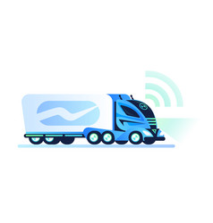 Autonomous Self-driving Truck On White Background