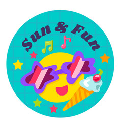 Cartoon Sun Fun Round Sticker