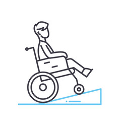 Disabled People Help Line Icon Outline Symbol