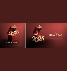 Happy New Year 2024 Design With An Of Open Gift