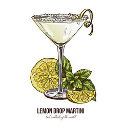 Lemon Drop Martini With Mint Leaves