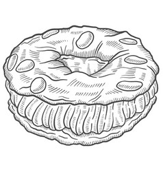 Paris Brest France Dessert Snack Isolated Doodle