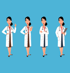 A Set Of Character Of Female Doctor Of Asian