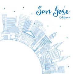 Outline San Jose California Skyline With Blue