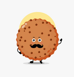 Cute Chocolate Cookie Character With Mustache