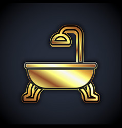 Gold Bathtub Icon Isolated On Black Background