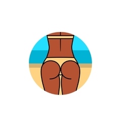 Healthy Tanned Woman Buttocks On The Beach