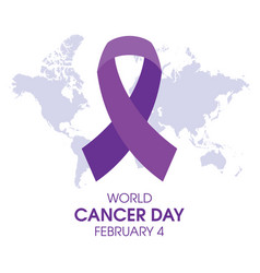 World Cancer Day Purple Ribbon Map Icon