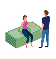 Young Couple With Stack Bills Finance