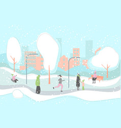 Cartoon Color Winter Season Park Landscape Scene