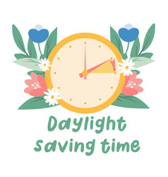 Spring Forward Concept In Flat Style Change Clock