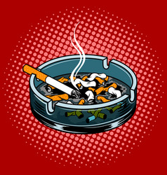 Ashtray With Cigarette Butts Pop Art Style